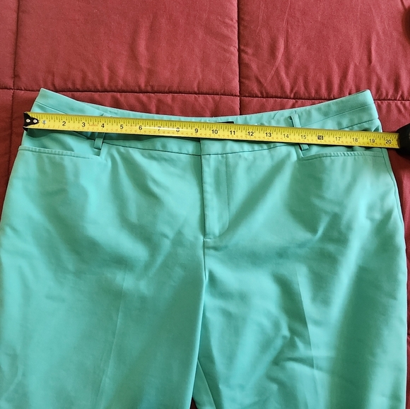 Apt. 9 Womens Capri Pants Sz 16 Teal Cotton Blend Straight Leg Curvy - Picture 5 of 12